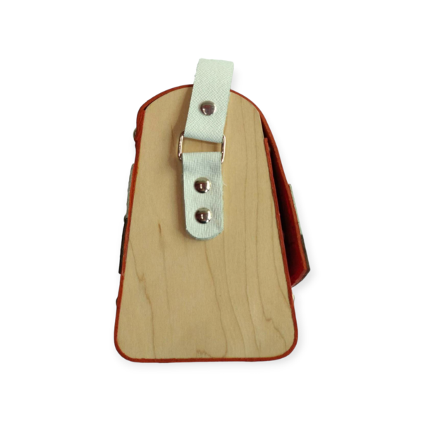 Χειροποίητη γυναικεία πλεκτή τσάντα με δέρμα και ξύλο -WO022 - δέρμα, ξύλο, all day, χειρός - 2