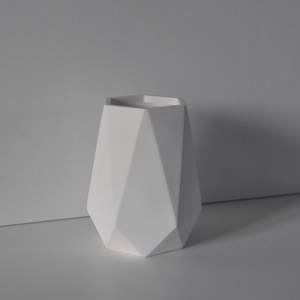 Διακοσμητικό βάζο λευκό από σκόνη πορσελάνης (10x8x5εκ) - βάζα & μπολ, πηλός, πορσελάνη, γύψος, ειδη δώρων - 3
