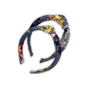 Floral and stripes knot hairband - ύφασμα, φλοράλ, για τα μαλλιά, στέκες - 2