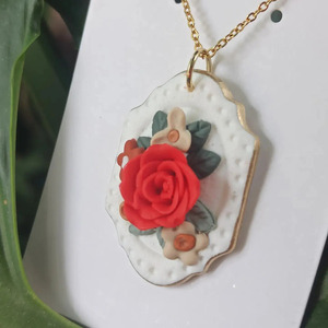 Floral pendant selection - επιχρυσωμένα, πηλός, λουλούδι, ατσάλι, μενταγιόν