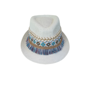 Ψάθινο γυναικείο καπέλο καβουράκι μπλε - ψάθινα