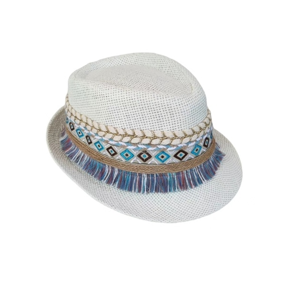 Ψάθινο γυναικείο καπέλο καβουράκι μπλε - ψάθινα - 2
