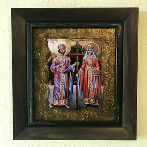 Άγιοι Κωνσταντίνος και Ελένη Εικόνα Με Πλαίσιο 28x33cm - πίνακες & κάδρα, πίνακες ζωγραφικής, εικόνες αγίων - 5