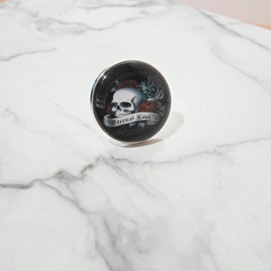 Αυξομειούμενο δαχτυλίδι με γυαλί Adjustable cabochon ring Skull ring - γυαλί, χειροποίητα, μεγάλα, αυξομειούμενα