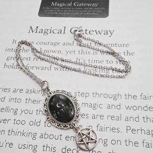 Κολιέ με γυαλί και charms Witch pendant - γυαλί, όνομα - μονόγραμμα, μεταλλικά στοιχεία, μενταγιόν - 3