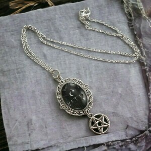 Κολιέ με γυαλί και charms Witch pendant - γυαλί, όνομα - μονόγραμμα, μεταλλικά στοιχεία, μενταγιόν - 2