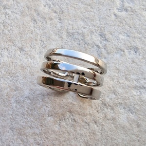 Γυναικείο δαχτυλίδι τρίσειρο βεράκια minimal shiny ασήμι 925 επιπλατινωμένο αυξομειούμενο - ασήμι 925, minimal, μεγάλα, επιπλατινωμένα, αυξομειούμενα - 4