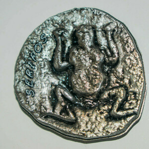 Μαγνητάκι αρχαίο νόμισμα Σερίφου (βάτραχος) - χειροποίητα, μαγνητάκια - 2