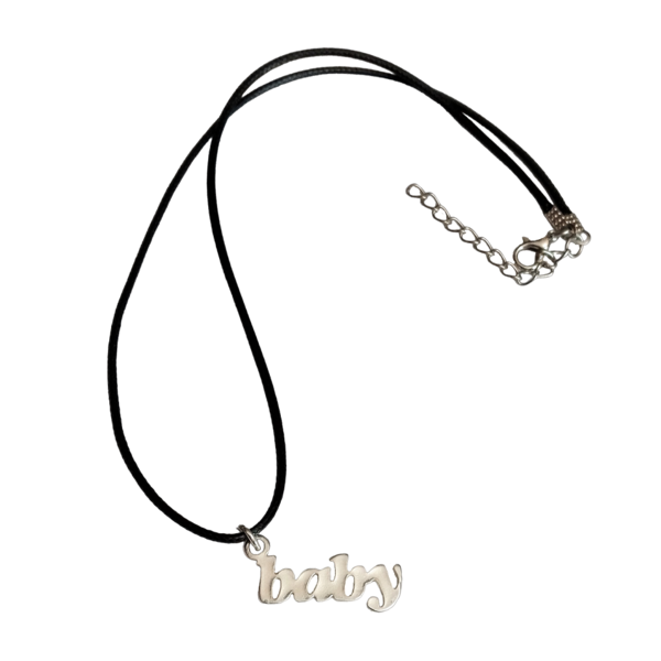 Cord necklace μαύρο "baby", 28εκ. - ορείχαλκος, όνομα - μονόγραμμα, κοντά, boho, δώρα για γυναίκες