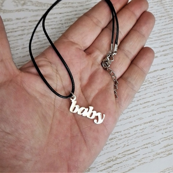 Cord necklace μαύρο "baby", 28εκ. - ορείχαλκος, όνομα - μονόγραμμα, κοντά, boho, δώρα για γυναίκες - 3