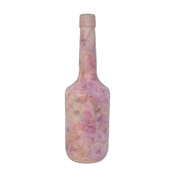 Γυάλινο διακοσμητικό μπουκάλι με σχέδιο λουλούδια - γυαλί, ντεκουπάζ, λουλούδια, διακοσμητικά μπουκάλια - 3