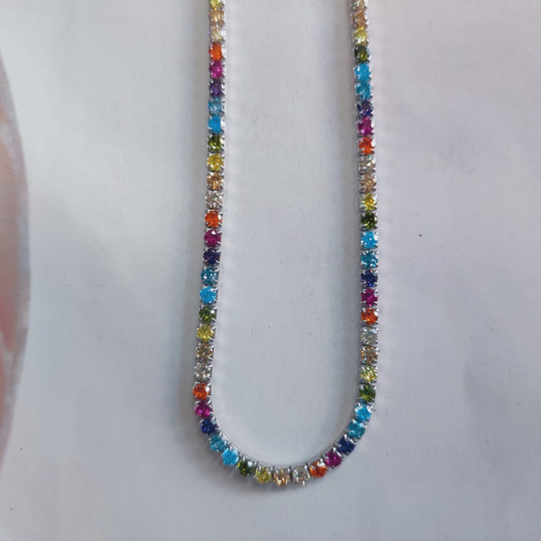 Rainbow riviera necklace ασήμι 925° - ασήμι 925, κοντά, layering, candy, επιπλατινωμένα - 3