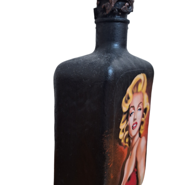 Χειροποίητο διακοσμητικό μπουκάλι Μέριλιν - γυαλί, ντεκουπάζ, διακοσμητικά μπουκάλια - 2