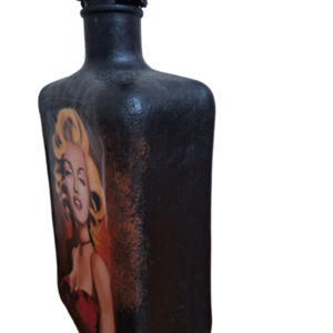 Χειροποίητο διακοσμητικό μπουκάλι Μέριλιν - γυαλί, ντεκουπάζ, διακοσμητικά μπουκάλια - 4