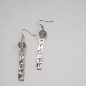 Σκουλαρίκια με μεταλλικά στοιχεία και γυάλινες χάντρες κρεμαστά Faith Metallic Earrings - χάντρες, μικρά, ατσάλι, μεταλλικά στοιχεία, κρεμαστά