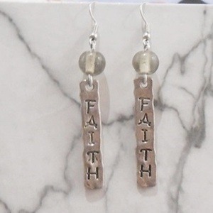 Σκουλαρίκια με μεταλλικά στοιχεία και γυάλινες χάντρες κρεμαστά Faith Metallic Earrings - χάντρες, μικρά, ατσάλι, μεταλλικά στοιχεία, κρεμαστά - 3