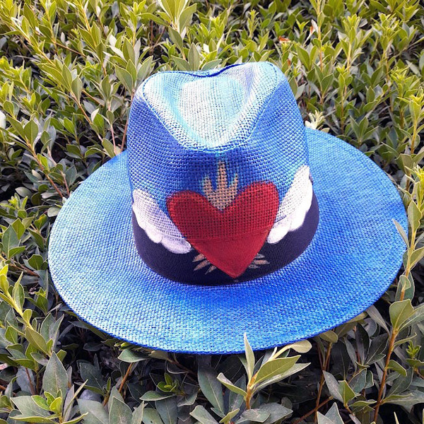 Καπέλο τύπου Panama "Heart!" - ψάθινα - 2