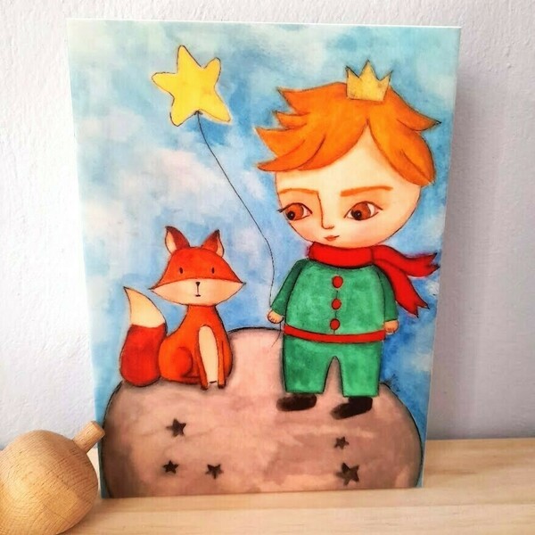 Ξύλινο φωτιστικό κάδρο " Μικρός Πρίγκηπας "! - πίνακες & κάδρα, αγόρι, μικρός πρίγκιπας, παιδικά κάδρα