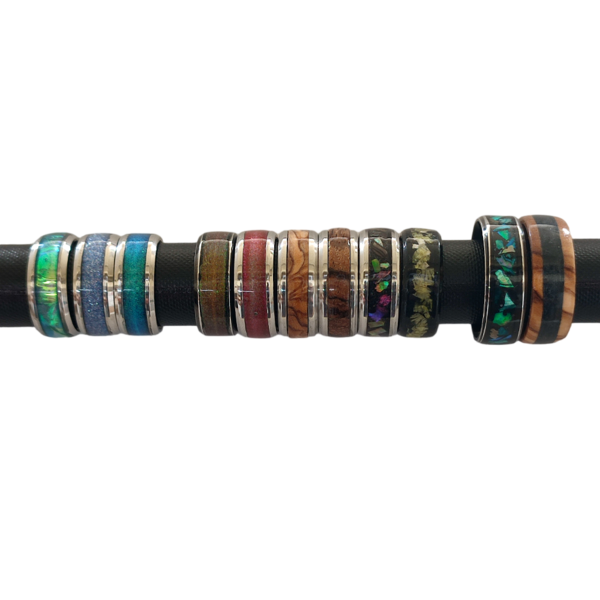 Ατσάλινο δακτυλίδι διακοσμημένο με ξύλο ελιάς - ατσάλι, boho, σταθερά, φθηνά - 3