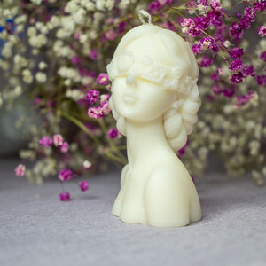 Αρωματικό Κερί Σόγιας 90γρ Κοπέλα Με Λουλούδια Με Άρωμα Κίτρο - αρωματικά κεριά, πρωτότυπα δώρα, 100% φυτικό - 3