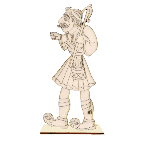 Φιγούρα Μπαρμπα Γιώργος του Καραγκιόζη σε σημύδα για ιχνογράφιση Υ29 Χ Π 11 - ξύλινα παιχνίδια