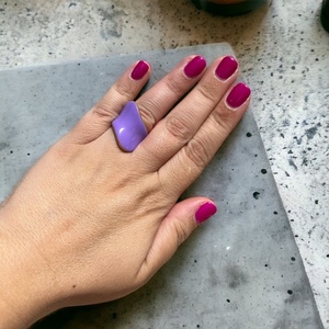 Ατσάλινο δαχτυλίδι με σμάλτο purple - επιχρυσωμένα, σμάλτος, ατσάλι - 2