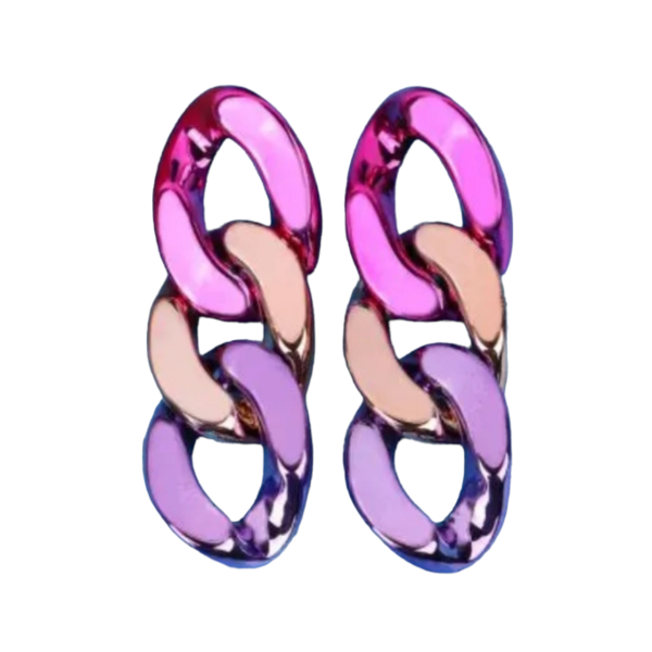 Ακρυλικά σκουλαρίκια αλυσίδα ροζ - μακριά, plexi glass, κρεμαστά, καρφάκι, πολυέλαιοι