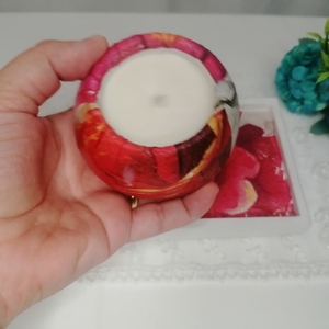 Ένα σετ από χειροποίητα σουβέρ και μπολ γεμάτα με έντονα αρωματικό κερί σόγιας - τσιμέντο, αρωματικά κεριά, vegan κεριά - 3
