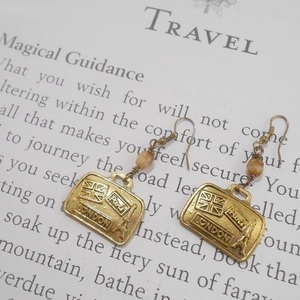 Σκουλαρίκια με μεταλλικά στοιχεία και χάντρες Travel earrings - γυαλί, μικρά, μεταλλικά στοιχεία, κρεμαστά, γάντζος - 2