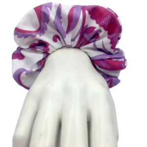 Υφασμάτινο λαστιχάκι scrunchie Iris Bouquet μεσαίου μεγέθους (medium) - ύφασμα, για τα μαλλιά, λαστιχάκια μαλλιών - 5