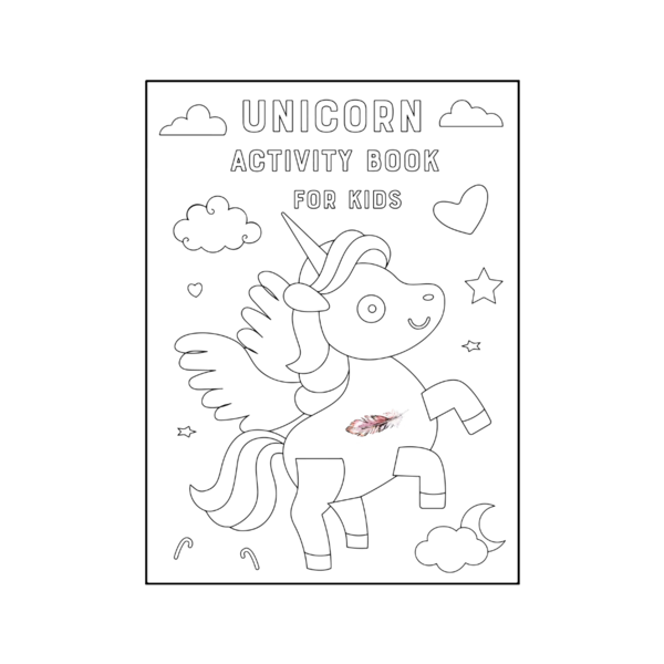 Βιβλίο Δραστηριοτήτων ♥ Σελίδες Ζωγραφικής με Θέμα τον Μονόκερο Unicorn Εκτυπώσιμο Αρχείο Pdf Digital The Pink Feather - παιχνίδια, μονόκερος, σχέδια ζωγραφικής, φύλλα εργασίας