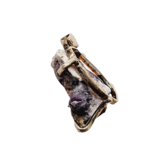 Χειροποίητο μενταγιόν ασήμι 925 με ακατέργαστο μωβ Φθορίτη 3 * 1 εκ - ασήμι, ημιπολύτιμες πέτρες, ασήμι 925, μενταγιόν - 2