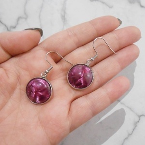 Σκουλαρίκια με plexi glass, κρεμαστά Purple fuscia plexi glass earrings - plexi glass, ελαφρύ, κρεμαστά, γάντζος - 5