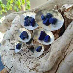Σκουλαρίκια με λάπις - ημιπολύτιμες πέτρες, χειροποίητα, κρεμαστά