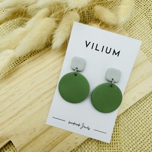 Σκουλαρίκια καρφωτά | Stud Earrings | Olive Collection 5 - γυαλί, πηλός, ατσάλι, κρεμαστά, καρφάκι