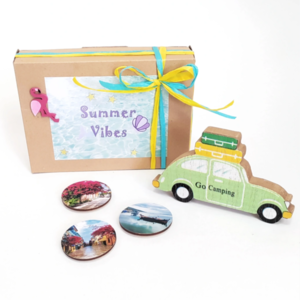 Σετ δώρου "Summer vibes" με αμάξι - ξύλο, διακοσμητικά, αυτοκίνητα