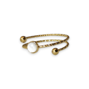 Ατσάλινο δαχτυλίδι, βεράκι με λευκή πετρούλα οπάλιο - οπάλιο, ατσάλι, σταθερά