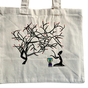 Canvas Tote Bag ζωγραφισμένη στο χέρι - Tree - ύφασμα, ώμου, all day, tote, πάνινες τσάντες
