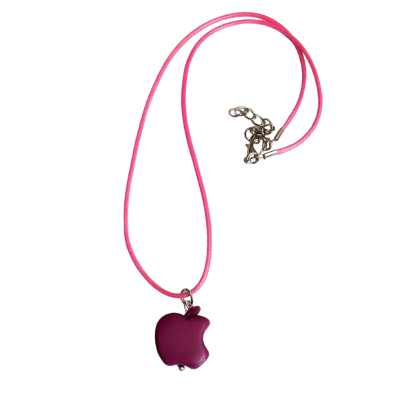 Cord necklace με μωβ μηλαράκι από χαολίτη, 27εκ. - ημιπολύτιμες πέτρες, τσόκερ, κοντά, boho, δώρα για γυναίκες
