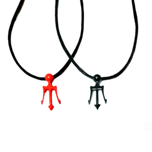 Μενταγιόν unisex μεταλλική Τρίαινα, Τρίτωνας απο μέταλλο Ζ.Α.Μ.Α.Κ. 3D με ηλεκτροστατικό σμάλτο σε δύο χρώματα, μαύρο και Ferrari κόκκινο. - ορείχαλκος, κολιέ, άγκυρα, zamak