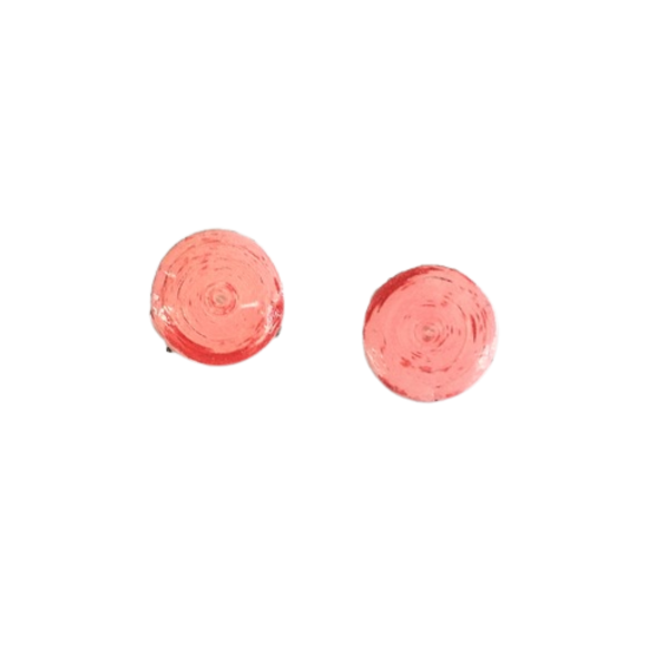 Σκουλαρίκια "Λαβύρινθος" ροζ, διάμ: 2εκ. - χαρτί, χειροποίητα, καρφωτά, φθηνά