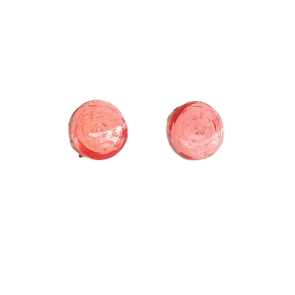 Σκουλαρίκια "Λαβύρινθος" ροζ, διάμ: 2εκ. - χαρτί, χειροποίητα, καρφωτά, φθηνά - 5