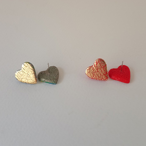 Καρδούλες Καρφωτά σκουλαρίκια 1,5 cm. - πηλός, καρφωτά, μικρά, καρφάκι - 5