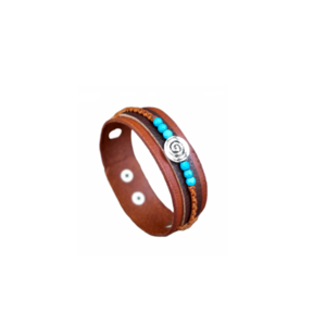 Unisex Έθνικ Καφέ Δερμάτινο Βραχιόλι Spiral, 20 Χ 2 εκ. - δέρμα, ασήμι, ημιπολύτιμες πέτρες, charms, boho - 2