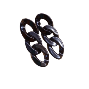 Ακρυλικά σκουλαρίκια αλυσίδα μαύρα - χαλκός, μακριά, καρφωτά, plexi glass, καρφάκι