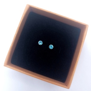 Μίνι ασημένια 925° σκουλαρίκια με μπλε ζιργκόν - στρας, ασήμι 925, καρφωτά, μικρά, φθηνά - 2