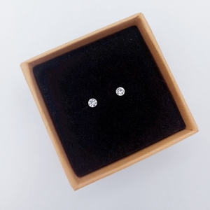 Μίνι ασημένια 925° σκουλαρίκια με διαφανής ζιργκόν - στρας, ασήμι 925, καρφωτά, μικρά, φθηνά
