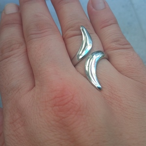 Ατσάλινο δαχτυλίδι ασημί - γεωμετρικά σχέδια, ατσάλι, αυξομειούμενα - 2