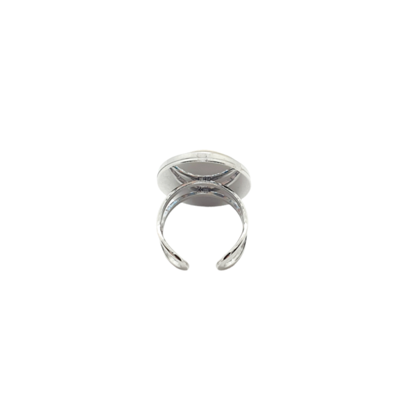 Δαχτυλίδι ατσάλινο με υγρό γυαλί " Κορίτσι στην Εξοχή" - ατσάλι, μεγάλα, αυξομειούμενα - 3
