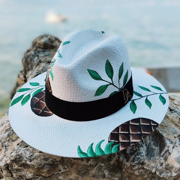 Ψάθινο καπέλο - Panama style - pineapple - ψάθινα - 2
